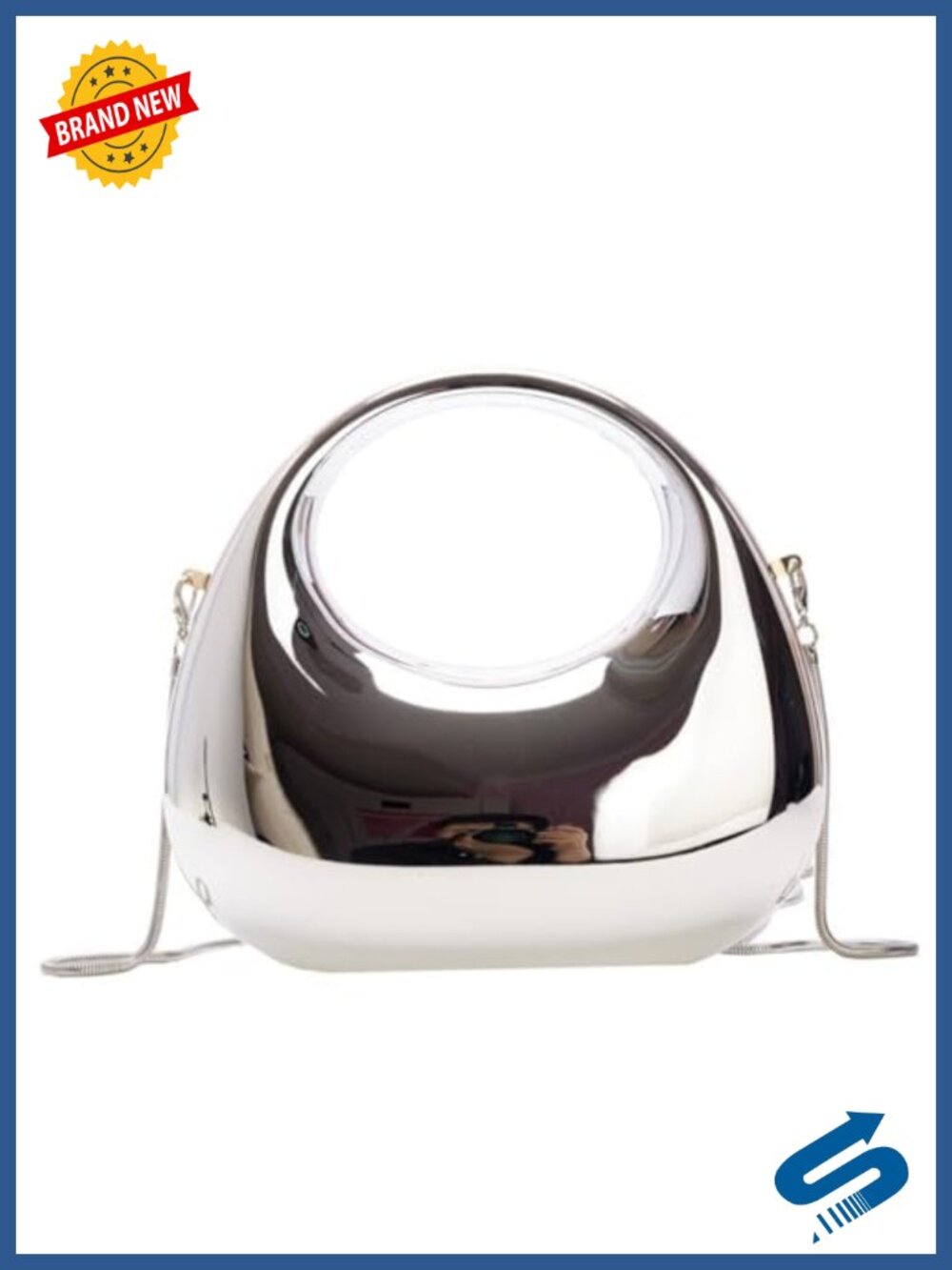 Acrylic Clutch Evening Bag Small Moon Shape Purse with Chain for Party Cocktail